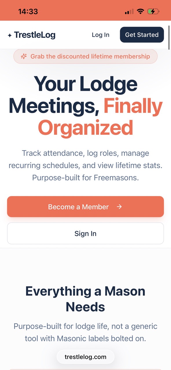TrestleLog.com shown on a mobile phone